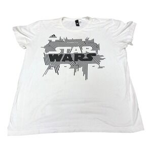 Adidas White Black Spellout Star Wars Shirt Mens Large Made in 2017 Graphic